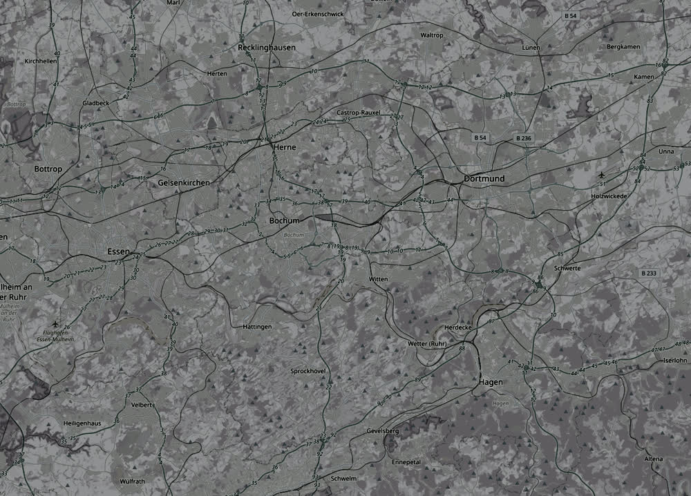 Karte des Ruhrgebiets