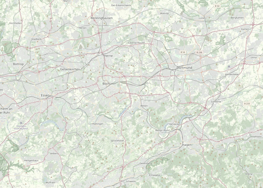 Karte des Ruhrgebiets